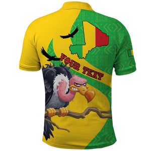 Personalized Afro Mali Vulture Polo Shirt Flag Map - Bogolan Pattern