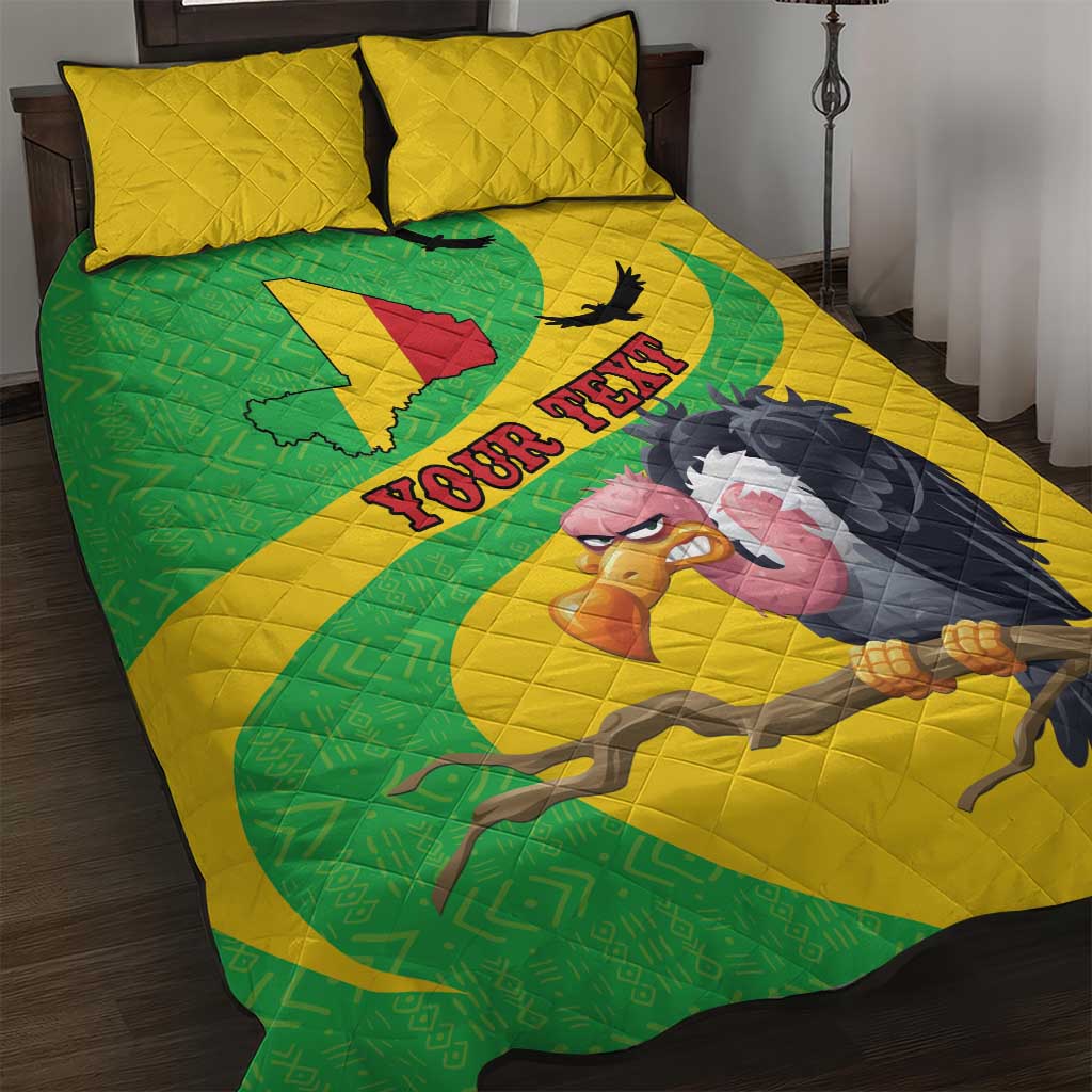 Personalized Afro Mali Vulture Quilt Bed Set Flag Map - Bogolan Pattern