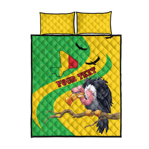 Personalized Afro Mali Vulture Quilt Bed Set Flag Map - Bogolan Pattern