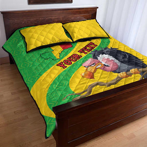 Personalized Afro Mali Vulture Quilt Bed Set Flag Map - Bogolan Pattern