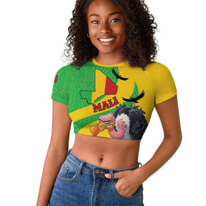 Personalized Afro Mali Vulture Raglan Cropped T shirt Flag Map - Bogolan Pattern