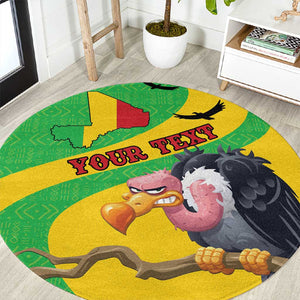 Personalized Afro Mali Vulture Round Carpet Flag Map - Bogolan Pattern