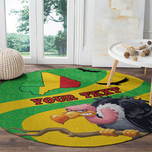 Personalized Afro Mali Vulture Round Carpet Flag Map - Bogolan Pattern