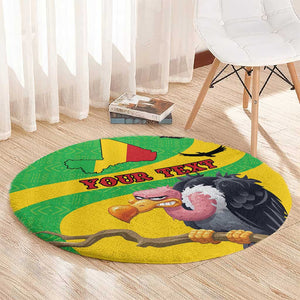 Personalized Afro Mali Vulture Round Carpet Flag Map - Bogolan Pattern