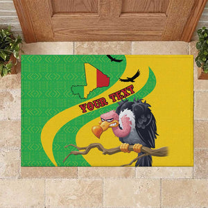 Personalized Afro Mali Vulture Rubber Doormat Flag Map - Bogolan Pattern