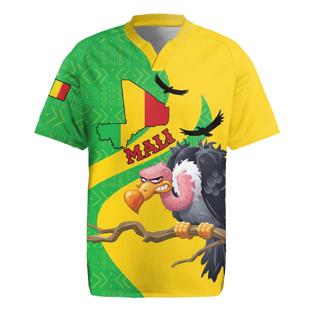 Personalized Afro Mali Vulture Rugby Jersey Flag Map - Bogolan Pattern