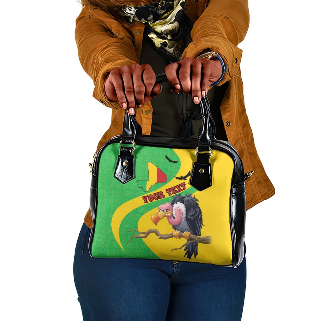 Personalized Afro Mali Vulture Shoulder Handbag Flag Map - Bogolan Pattern