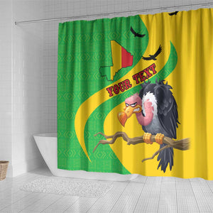 Personalized Afro Mali Vulture Shower Curtain Flag Map - Bogolan Pattern