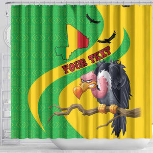 Personalized Afro Mali Vulture Shower Curtain Flag Map - Bogolan Pattern