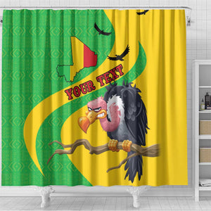 Personalized Afro Mali Vulture Shower Curtain Flag Map - Bogolan Pattern