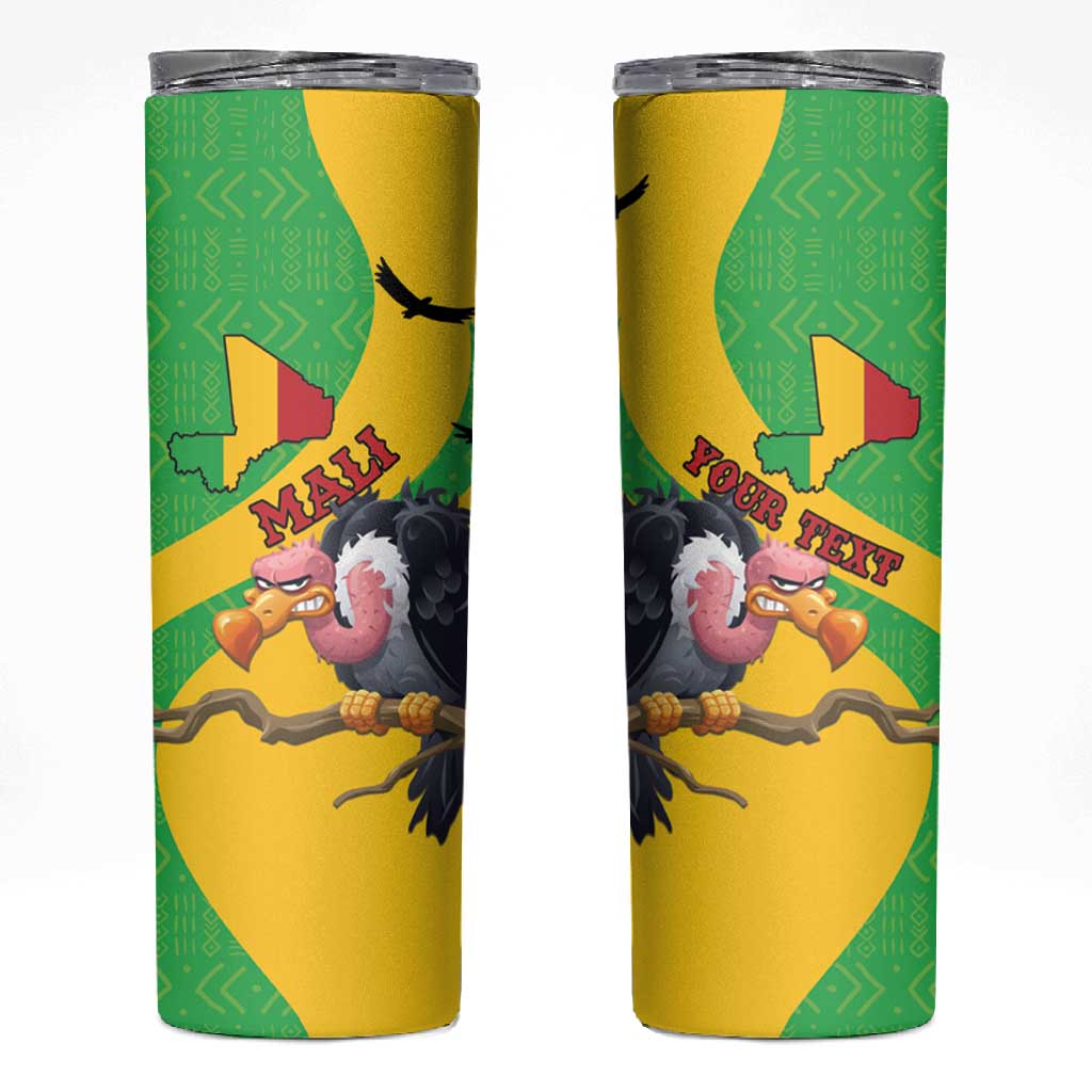 Personalized Afro Mali Vulture Skinny Tumbler Flag Map - Bogolan Pattern