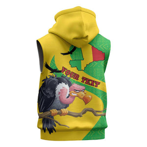 Personalized Afro Mali Vulture Sleeveless Hoodie Flag Map - Bogolan Pattern - African Pride