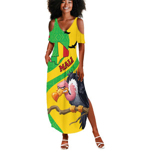 Personalized Afro Mali Vulture Summer Maxi Dress Flag Map - Bogolan Pattern