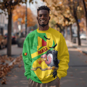 Personalized Afro Mali Vulture Sweatshirt Flag Map - Bogolan Pattern