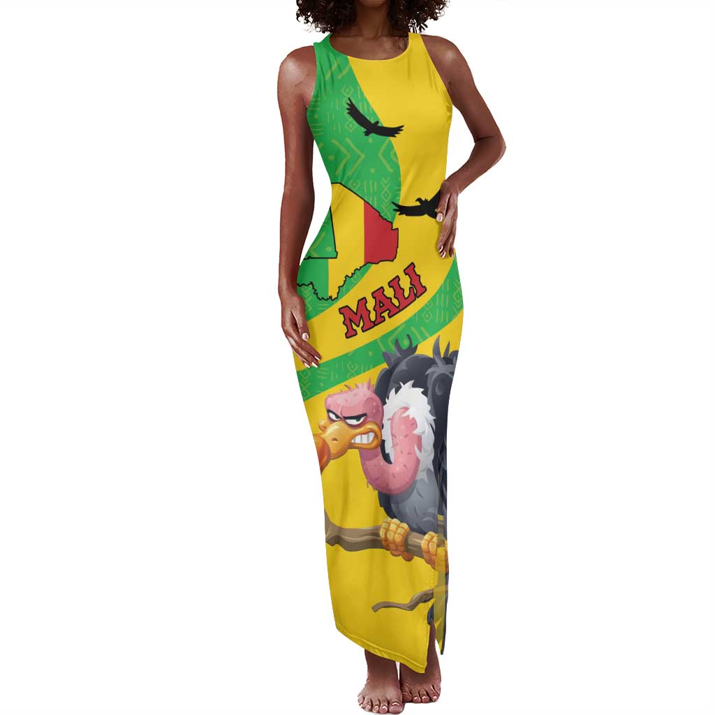 Personalized Afro Mali Vulture Tank Maxi Dress Flag Map - Bogolan Pattern