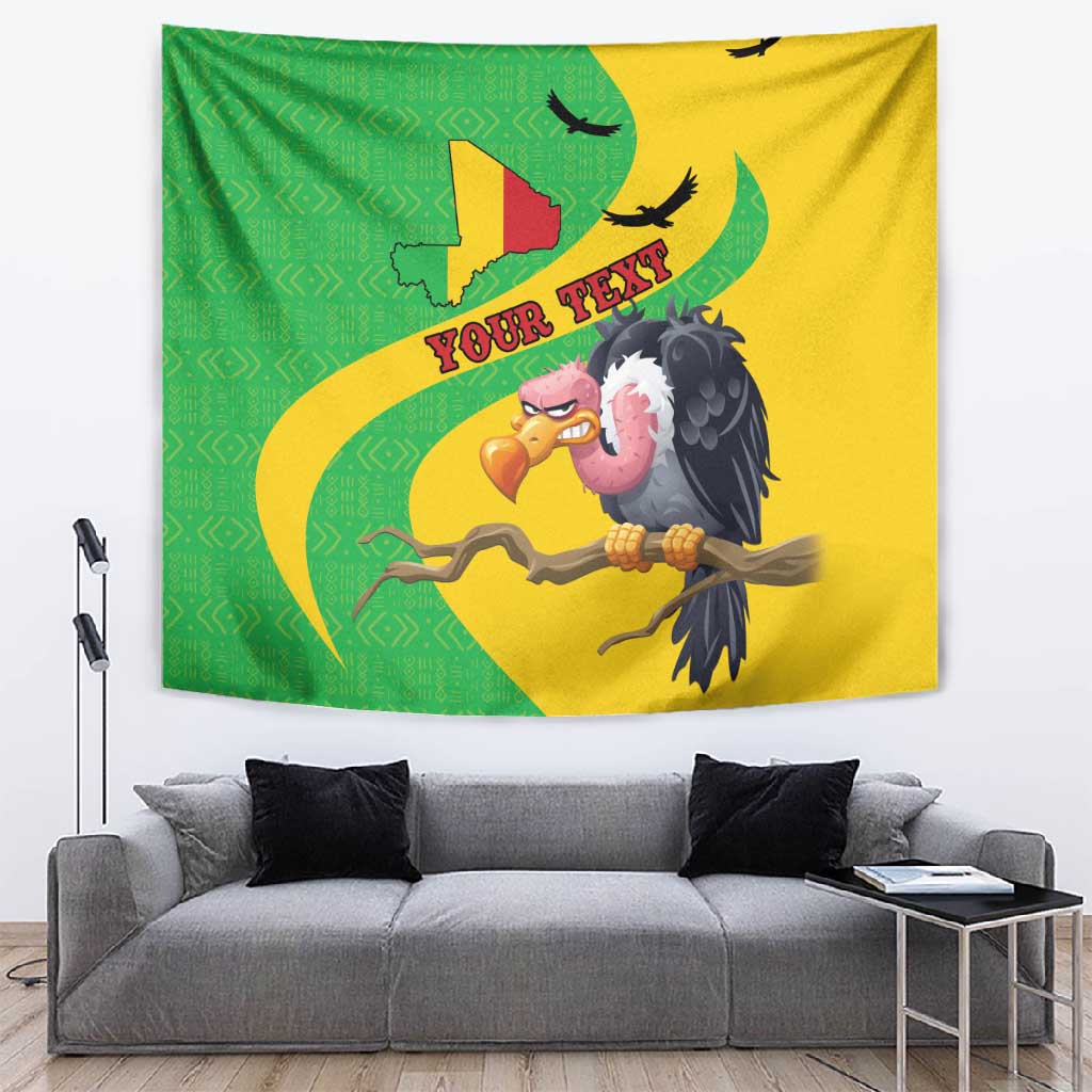 Personalized Afro Mali Vulture Tapestry Flag Map - Bogolan Pattern