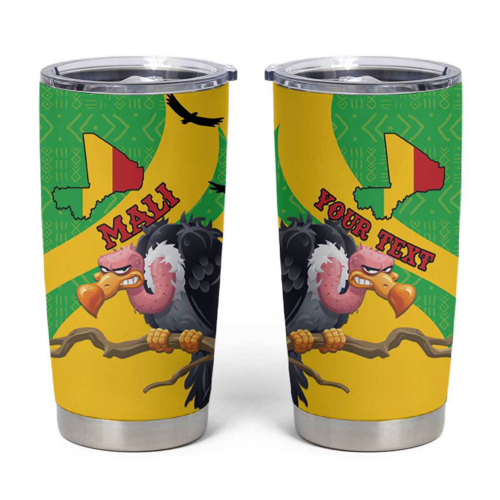 Personalized Afro Mali Vulture Tumbler Cup Flag Map - Bogolan Pattern