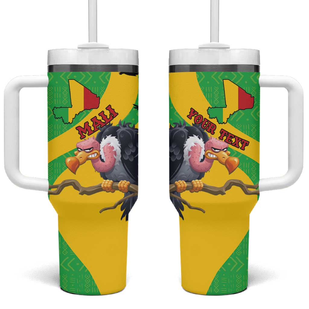 Personalized Afro Mali Vulture Tumbler With Handle Flag Map - Bogolan Pattern