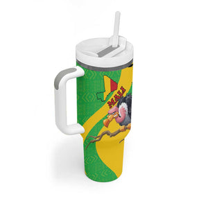 Personalized Afro Mali Vulture Tumbler With Handle Flag Map - Bogolan Pattern