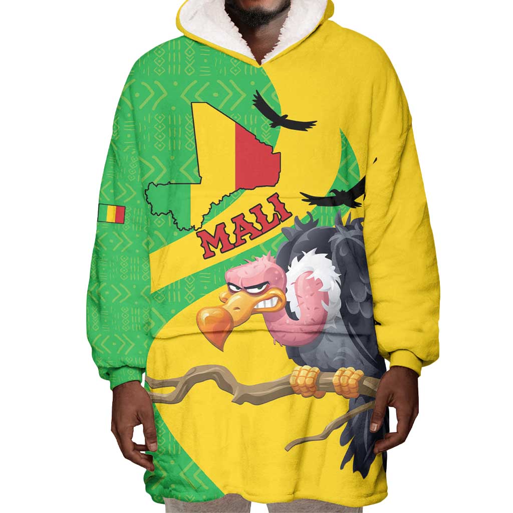 Personalized Afro Mali Vulture Wearable Blanket Hoodie Flag Map - Bogolan Pattern