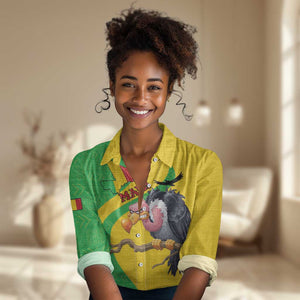 Personalized Afro Mali Vulture Women Casual Shirt Flag Map - Bogolan Pattern