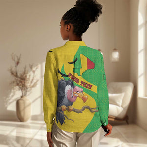 Personalized Afro Mali Vulture Women Casual Shirt Flag Map - Bogolan Pattern