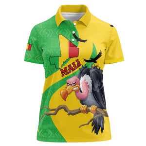 Personalized Afro Mali Vulture Women Polo Shirt Flag Map - Bogolan Pattern