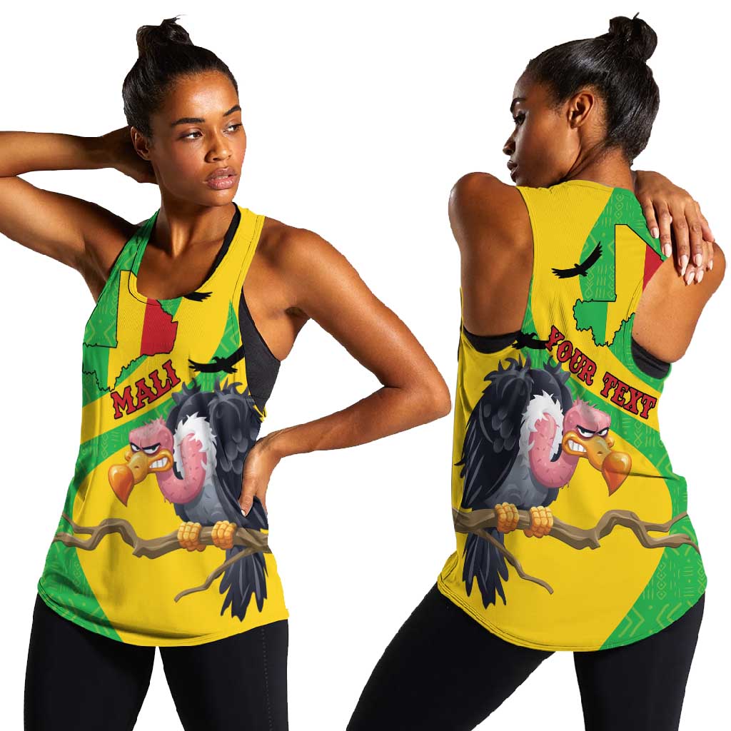 Personalized Afro Mali Vulture Women Racerback Tank Flag Map - Bogolan Pattern