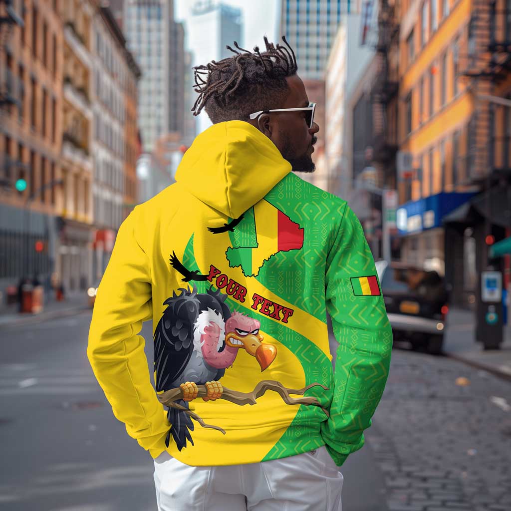 Personalized Afro Mali Vulture Zip Hoodie Flag Map - Bogolan Pattern