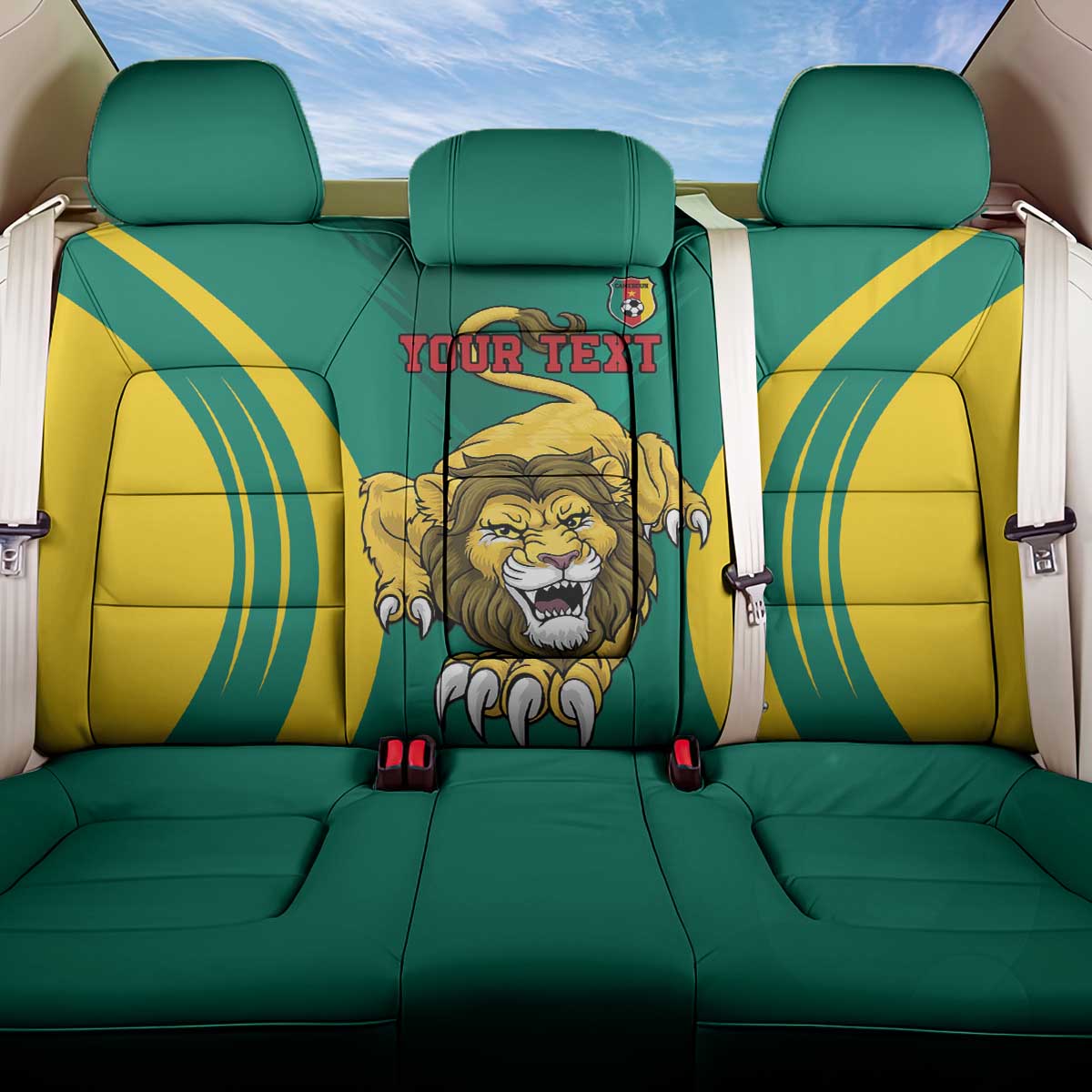 Custom Afro Cameroun Football Back Car Seat Cover Go Les Lions Indomptables