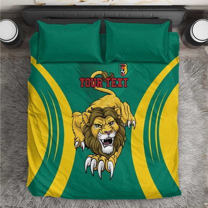 Custom Afro Cameroun Football Bedding Set Go Les Lions Indomptables