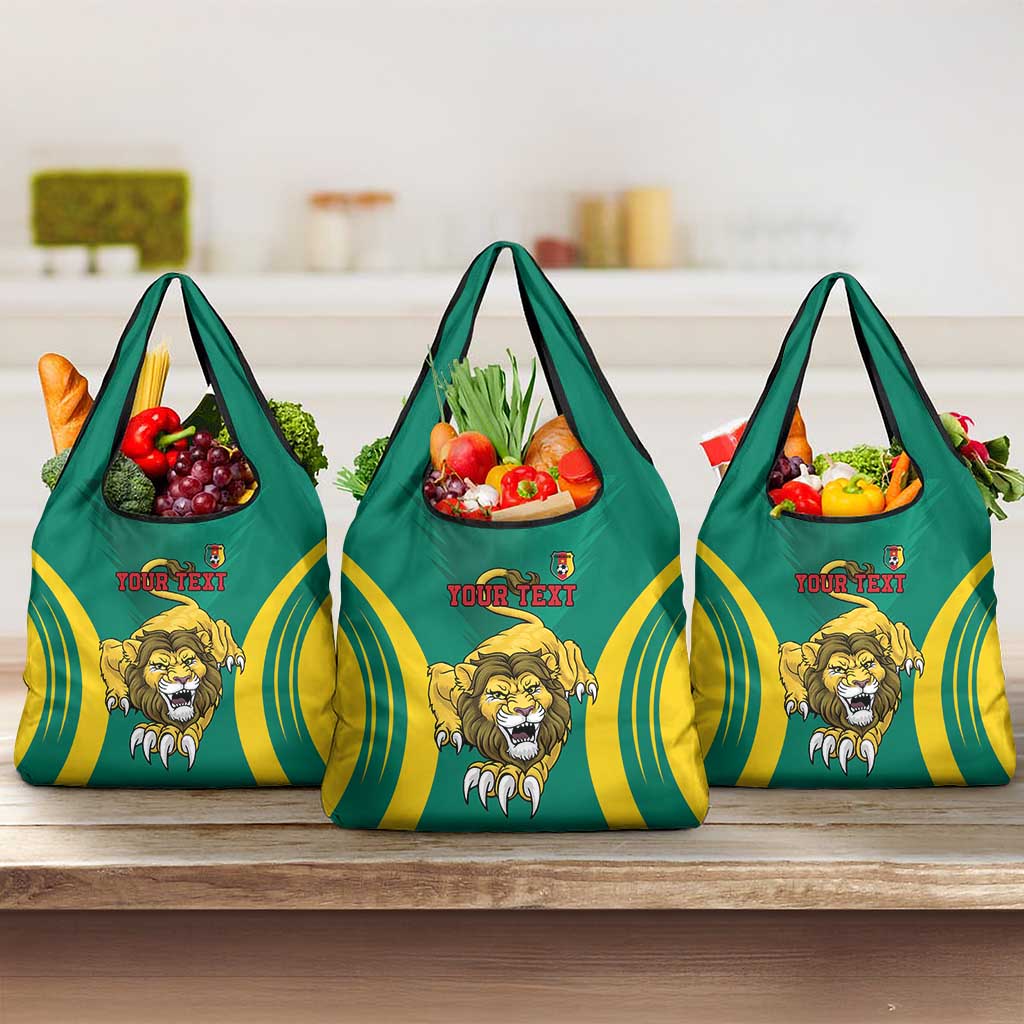 Custom Afro Cameroun Football Grocery Bag Go Les Lions Indomptables