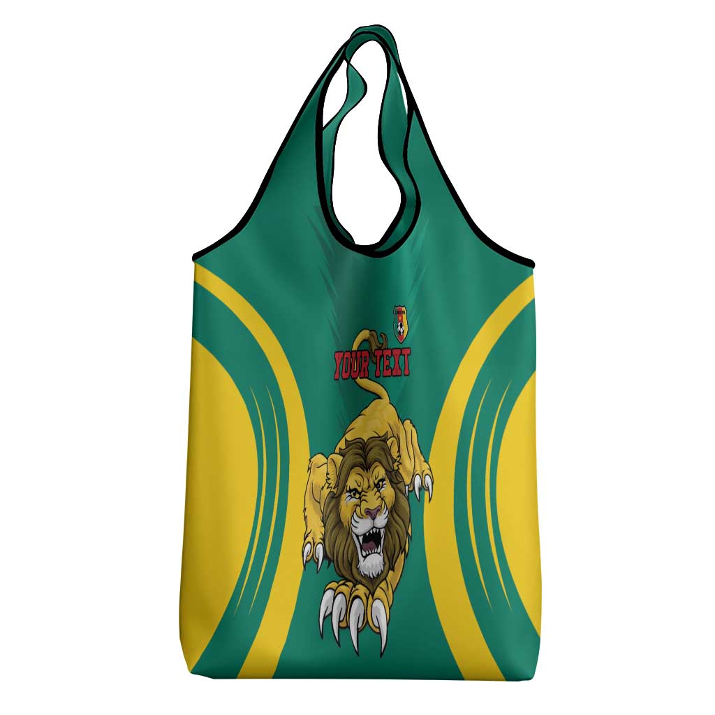 Custom Afro Cameroun Football Grocery Bag Go Les Lions Indomptables
