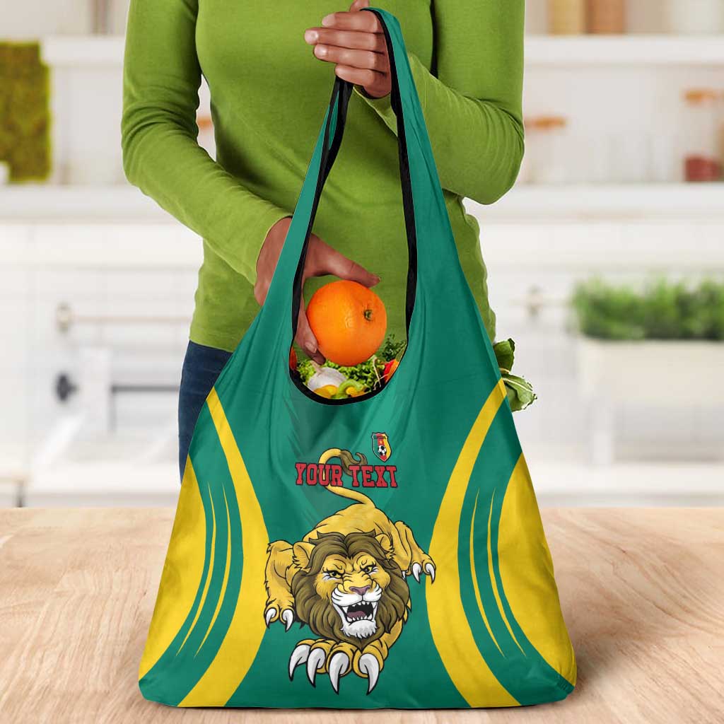 Custom Afro Cameroun Football Grocery Bag Go Les Lions Indomptables