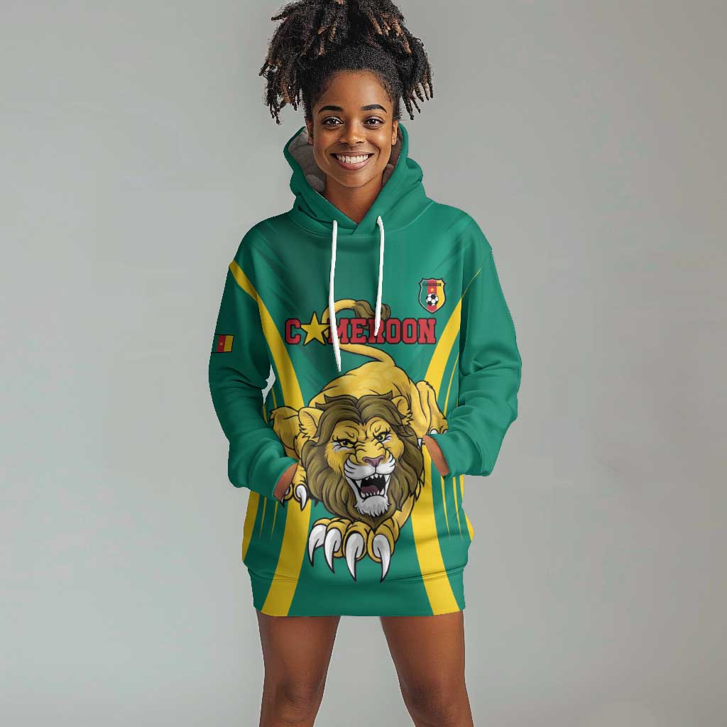 Custom Afro Cameroun Football Hoodie Dress Go Les Lions Indomptables