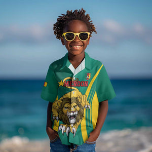 Custom Afro Cameroun Football Kid Hawaiian Shirt Go Les Lions Indomptables