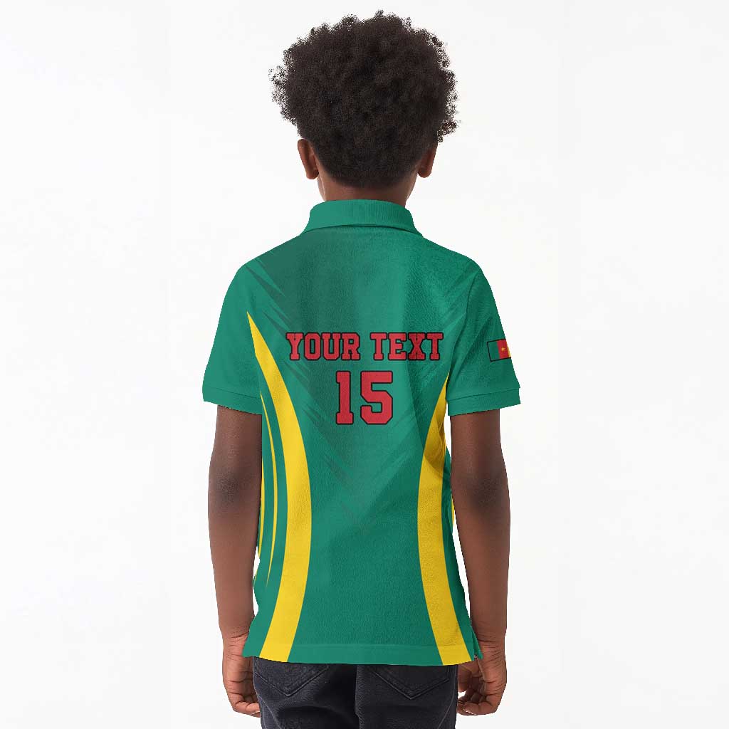 Custom Afro Cameroun Football Kid Polo Shirt Go Les Lions Indomptables