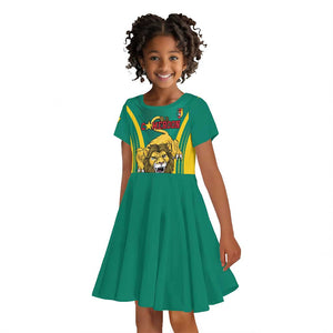 Custom Afro Cameroun Football Kid Short Sleeve Dress Go Les Lions Indomptables