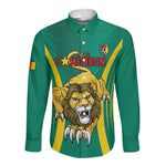 Custom Afro Cameroun Football Long Sleeve Button Shirt Go Les Lions Indomptables