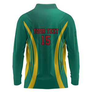 Custom Afro Cameroun Football Long Sleeve Polo Shirt Go Les Lions Indomptables