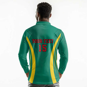 Custom Afro Cameroun Football Long Sleeve Polo Shirt Go Les Lions Indomptables