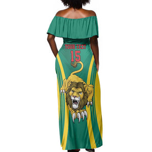 Custom Afro Cameroun Football Off Shoulder Maxi Dress Go Les Lions Indomptables