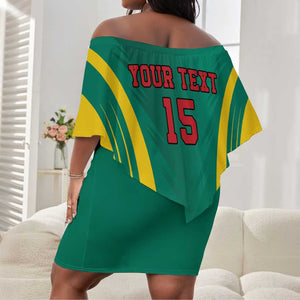 Custom Afro Cameroun Football Off Shoulder Short Dress Go Les Lions Indomptables