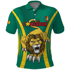 Custom Afro Cameroun Football Polo Shirt Go Les Lions Indomptables