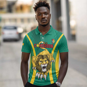 Custom Afro Cameroun Football Polo Shirt Go Les Lions Indomptables