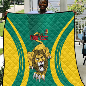 Custom Afro Cameroun Football Quilt Go Les Lions Indomptables