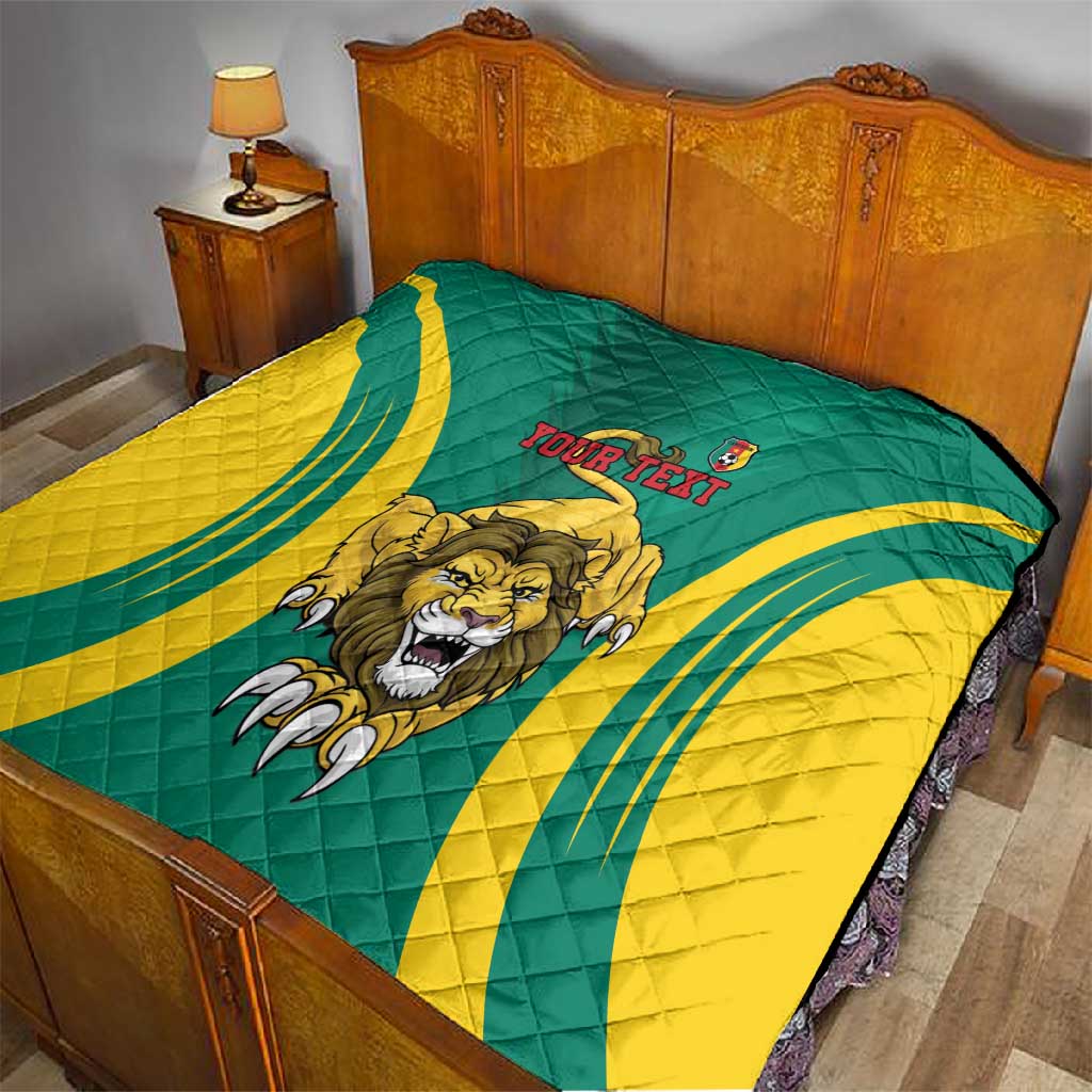 Custom Afro Cameroun Football Quilt Go Les Lions Indomptables