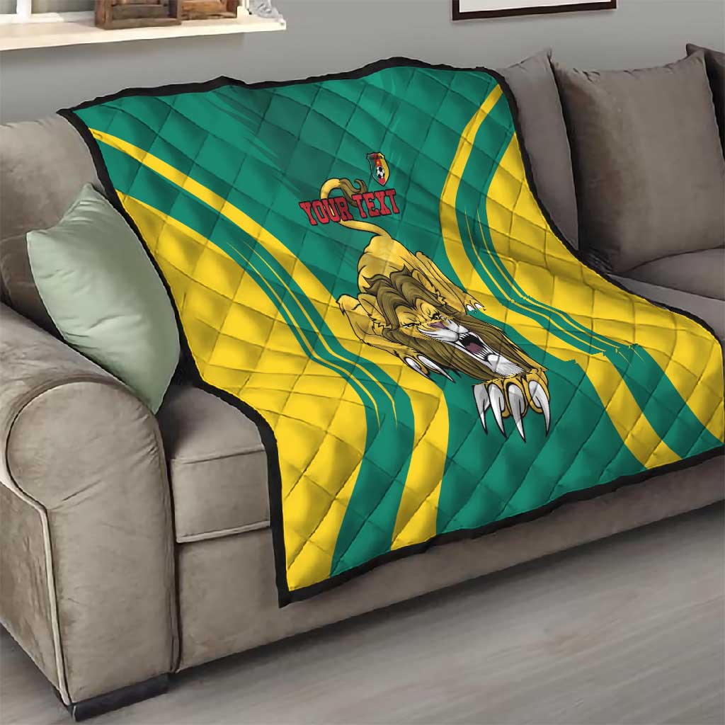 Custom Afro Cameroun Football Quilt Go Les Lions Indomptables