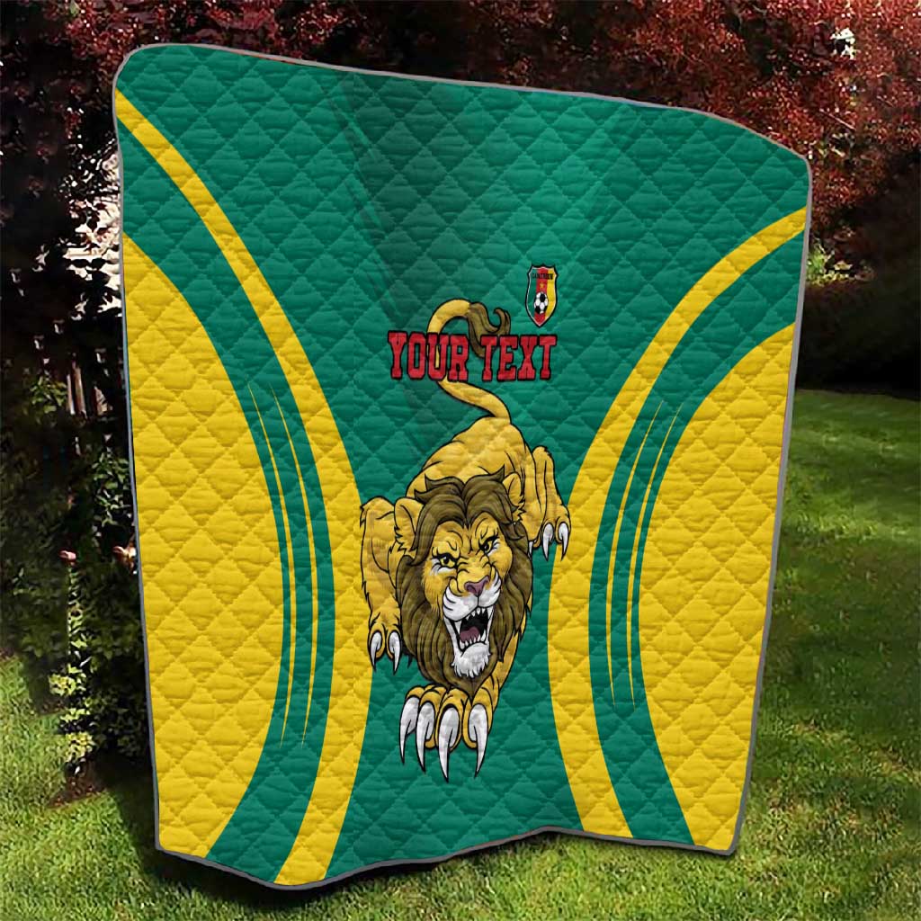 Custom Afro Cameroun Football Quilt Go Les Lions Indomptables
