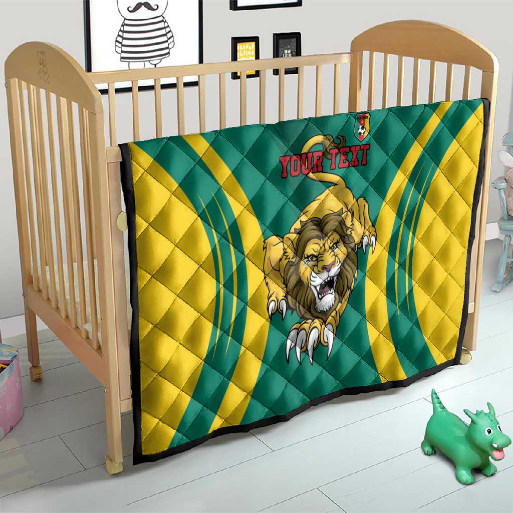Custom Afro Cameroun Football Quilt Go Les Lions Indomptables